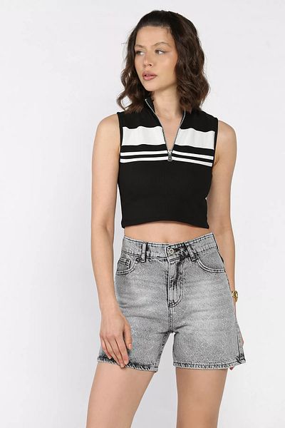 GÜLSELİ Gray Women's Stone Jean Denim Shorts