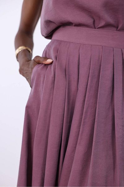 5in1Canpolat Dusty Rose Sleeveless Blouse Flounce Skirt Set 9730