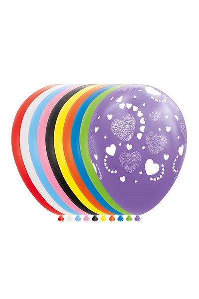 Ropet Set of 10 latex balloons, With Hearts, 30cm, Ropet