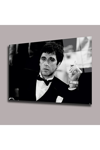 Glassual Art Takım Elbiseli Alpacino- Tony Montana Sinema Ve Ünlüler Cam Tabl...