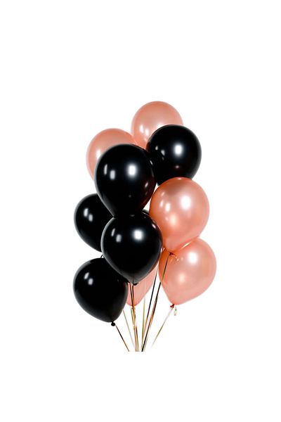 Ropet Set of 10 latex balloons, Rose Gold/Black, 30cm, Ropet
