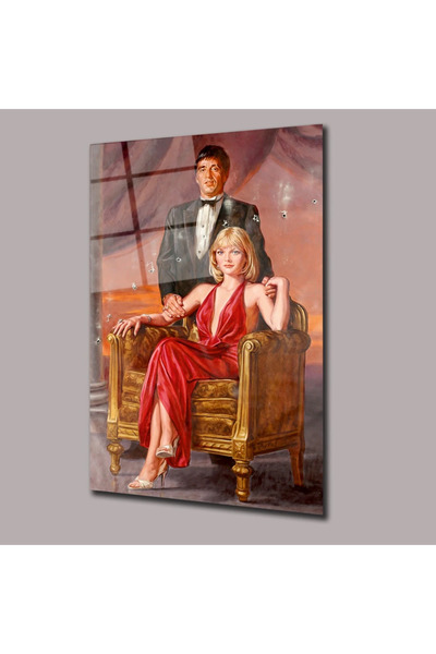 Glassual Art Tony Montana Elvira Hancock Kurşun Detayları Sinema Ve Ünlüler C...