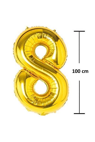 Ropet Ropet foil birthday balloon, Gold, number 8, 100 cm