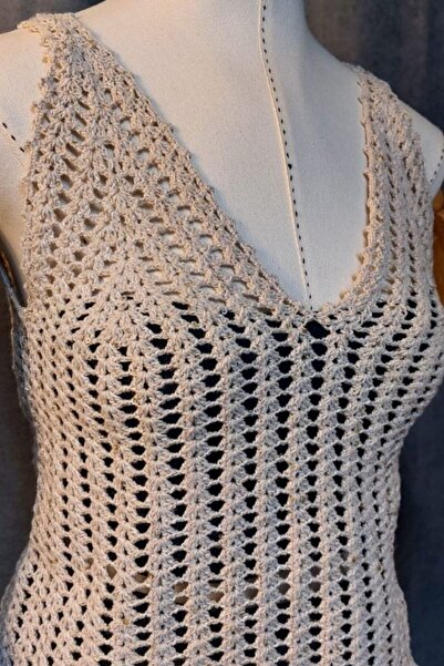 Uretti - Talia 8659 5876 Ручна робота з паєтками, бавовняна нитка, кремовий блуз - розмір M