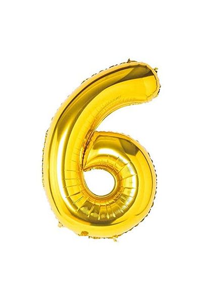 Ropet Ropet foil birthday balloon, Gold, number 6, 80 cm