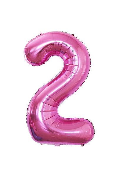 Ropet Metallic foil balloon, Number 2, birthday, 80 cm, Pink