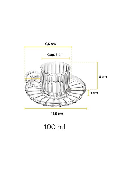 Perotti Ringo Stone Füme 6'lı Boncuk Kulplu Kahve Fincanı