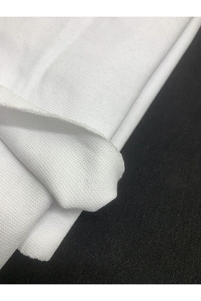 Yiğit Kumaş White Ribana Fabric, Piece 65X190 cm