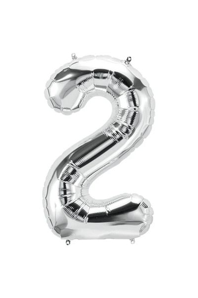 Ropet Metallic foil balloon, Number 2, anniversary, 80 cm, Silver