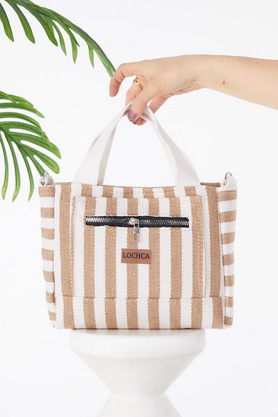 TOFİSA Mink Striped Women's Mini Bag - 25403