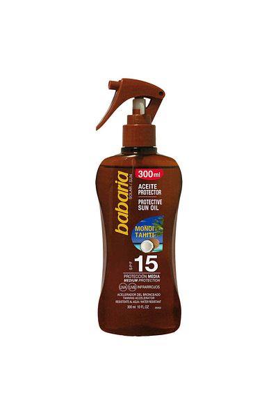 Babaria Sunscreen Oil Spf15 & Tanning Accelerator Spray, Monoi Tahiti, , 300 ml