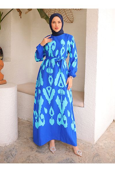 SAHRA BUTİK Φόρεμα Hijab - Μπλε - SAHRA BUTİK