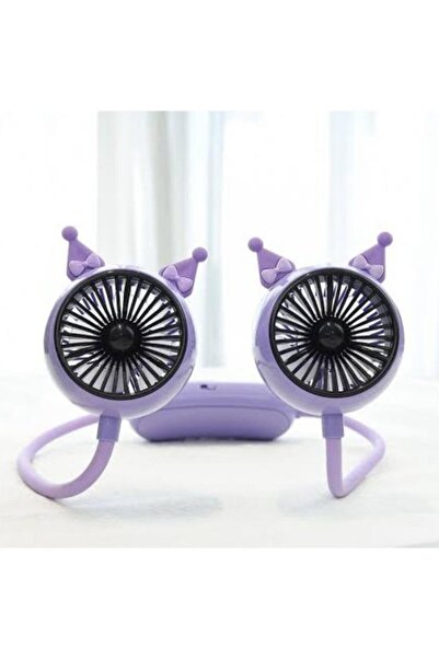 BALCI HEDİYELİK Sanrio Kuromi Taşınabilir Şarjlı Boyun Fanı Vantilatör 3 Kademeli