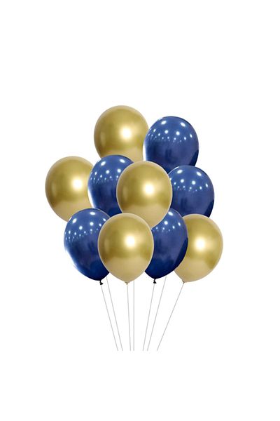 Ropet Set of 10 latex balloons, Gold/Blue, 30cm, Ropet