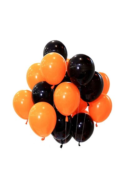 Ropet Set of 10 latex balloons, Orange/Black, 30cm, Ropet