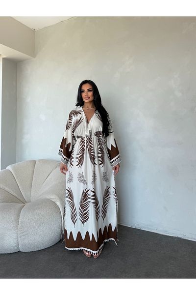 LİLA İSTANBUL Double Breasted Collar Floral Patterned Viscose Fabric Summer Dress