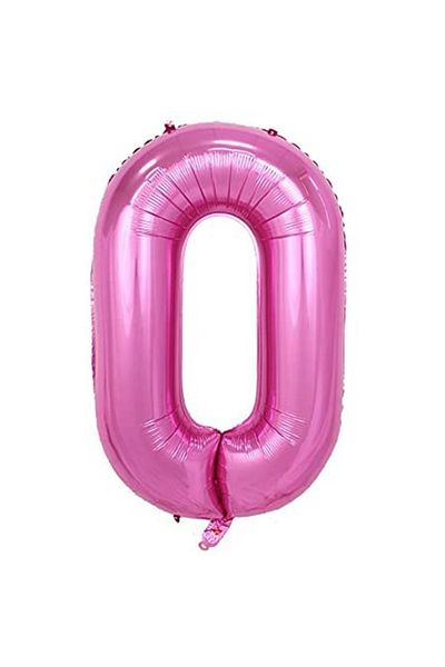 Ropet Metallic foil balloon, Number 0, birthday, 80 cm, Pink