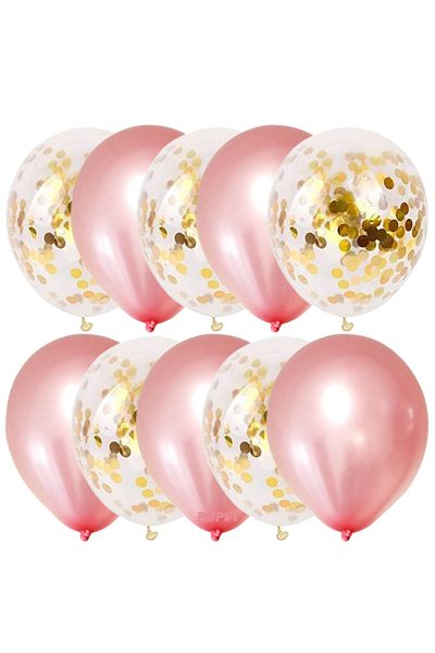 Ropet Set of 10 latex balloons, gold confetti, Rose Gold, 30cm, Ropet