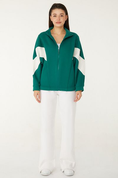TOFİSA Zippered Sweatshirt Emerald - 26543