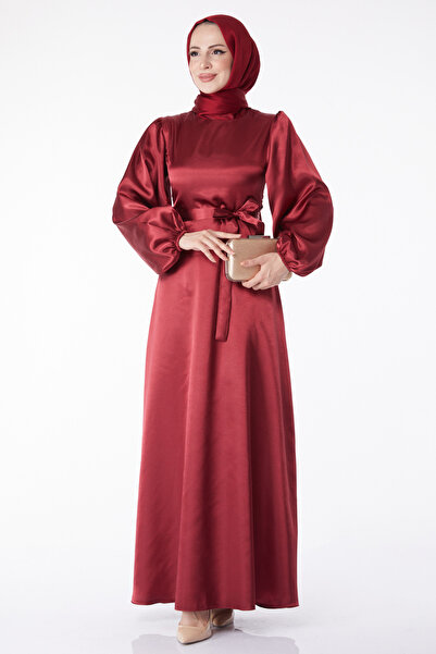 TOFİSA Sukienka z paskiem Burgund - 13160