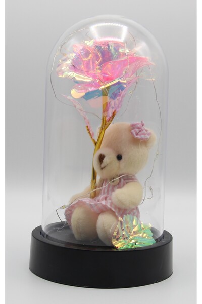 guliza IŞIKLI SONSUZLUK GÜLLÜ AYICIKLI FANUS