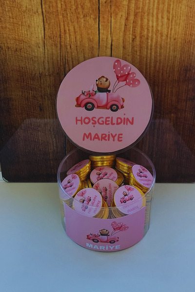 afyoresel 50 Adet Kız Bebek Ayıcıklı Pempe Sütlü Konfiseri Para Çikolata