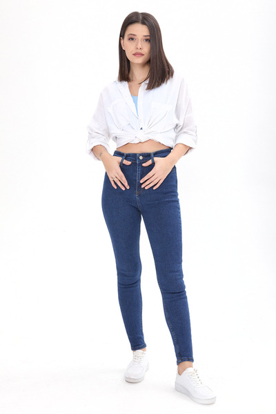 TOFİSA Skinny Lycra Jeans Σκούρο Μπλε - 23656