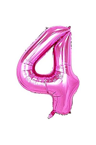 Ropet Metallic foil balloon, Number 4, birthday, 80 cm, Pink