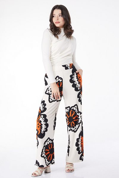 TOFİSA Patterned Trousers Orange - 25157