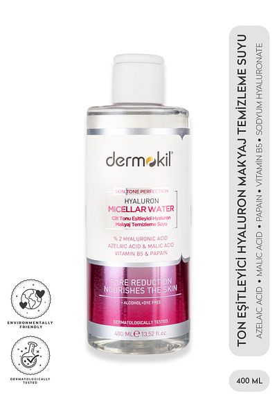 Dermokil Hyaluron Micellar Make-up Cleansing Water - Skin Tone Equalizer, 400 Ml