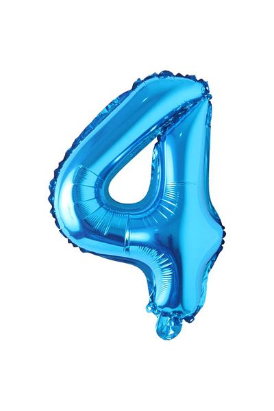 Ropet Balon din folie metalizata, Cifra 4, aniversare, 80 cm, Albastru