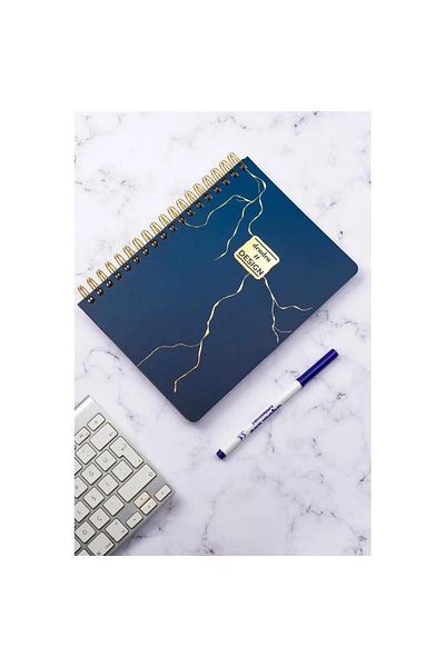 denden Marble Navy Blue 17X24 Striped Notebook