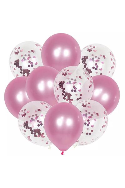 Ropet Set of 10 balloons with confetti, Light Pink Color, 30 cm, Ropet