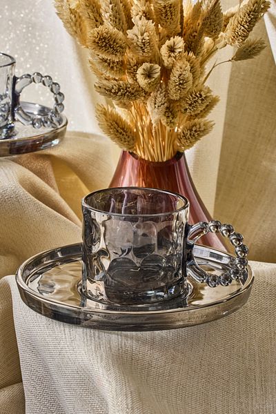 Perotti Ringo Stone Smoked 6-Piece Bead Handle Coffee Cup