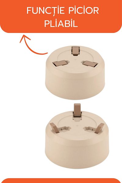 Ginza Maison Set de 3 ghivece rotunde cu picioare pliabile, suport pentru drenaj intern, culoare gri, 15, 18, 22 cm