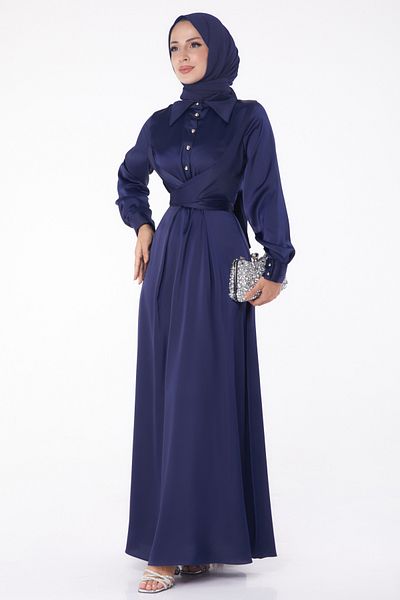 TOFİSA Evening Dress Navy Blue - 26194