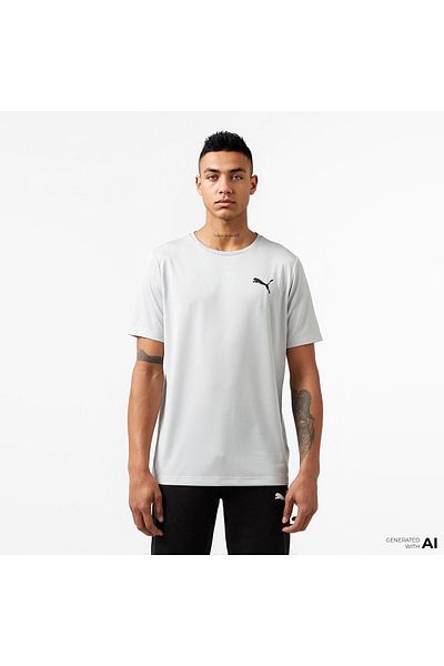 Puma Active Small Logo Tee - Gray Men's T-Shirt