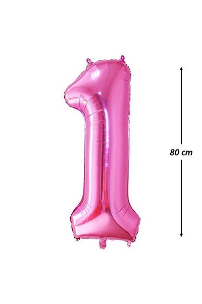 Ropet Metallic foil balloon, Number 1, birthday, 80 cm, Pink