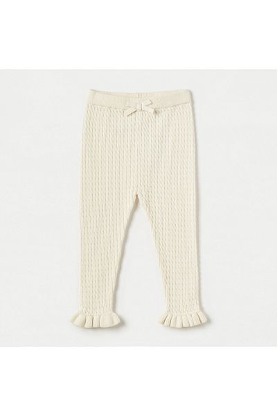 Juniors Textured Leggings With Ruffled Hem And Elasticated Waistband