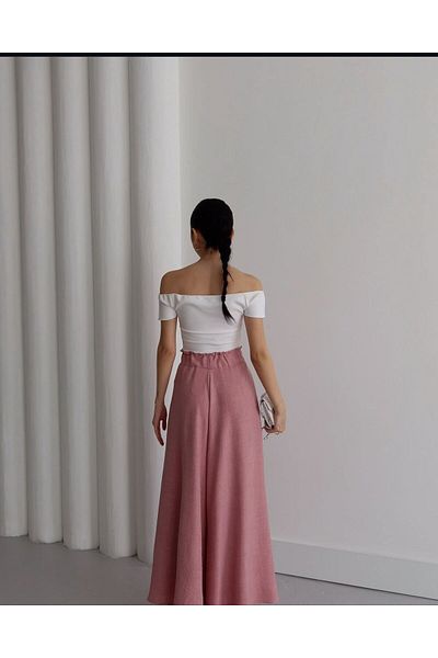 ELONİ Loose Fabric Pants with Skirt Look