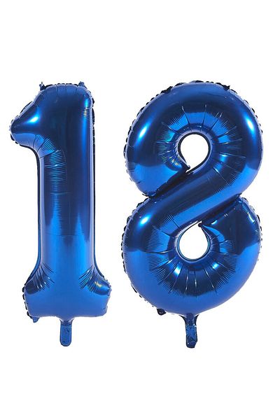 Ropet Coming of Age Foil Balloons, Number 18, Blue, Ropet