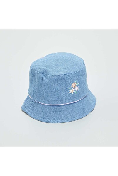 KIABI قبعة دلو من قماش الدنيم المطبوع باللون الأزرق