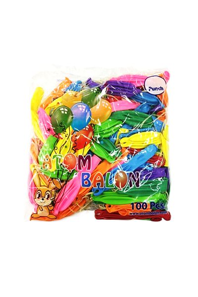 Ropet Set of 100 Latex Punch Ball Balloons, Multicolor, Atom Balloon, 45cm
