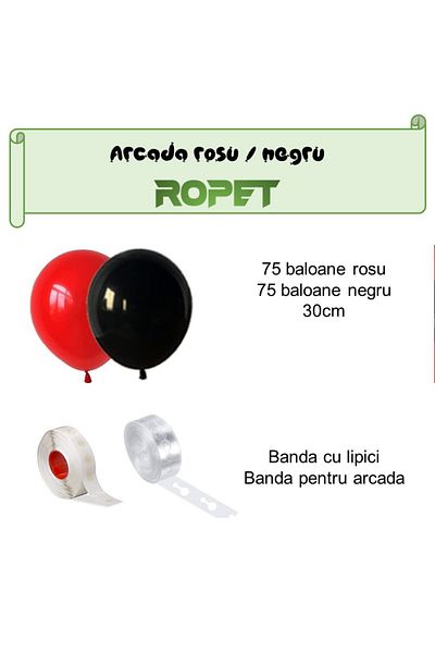 Ropet Balloon arrangement set for arch, 150 pcs, red and black