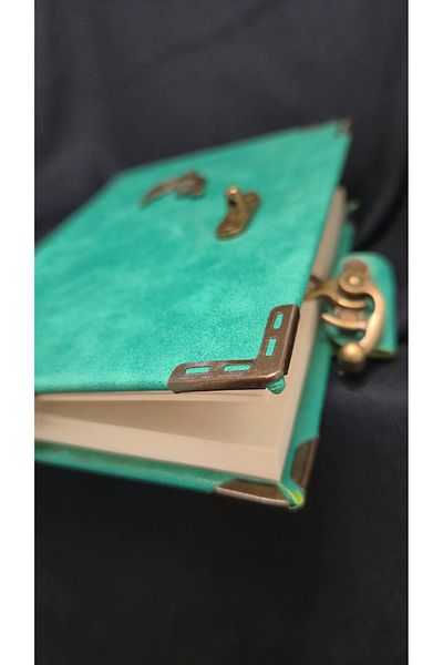 Land of Souvenir Leather Covered Bamboo Leaf Notebook with Lock Accessories