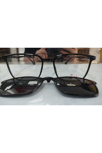 Target Tk321 C0101P 53Ekt Men's Polarized Clip-On Blue Light Protection Screen Glasses (Bright Black)
