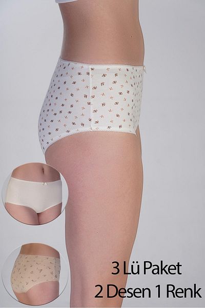 cotonhause Chiloți de damă cu talie înaltă, pachet de 3 – bumbac, cu potrivire confortabilă, cu modele 365003