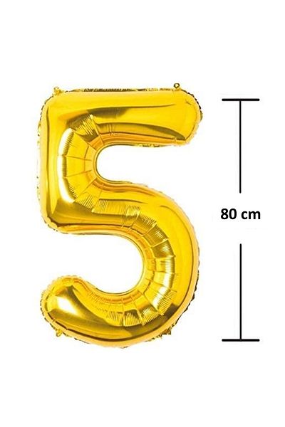 Ropet Ropet foil birthday balloon, Gold, number 5, 80 cm