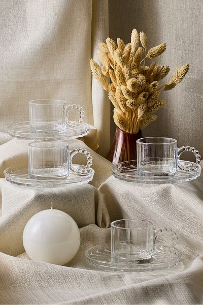 Perotti Ringo Line 6-Piece Transparent Bead Coffee Cup with Handle