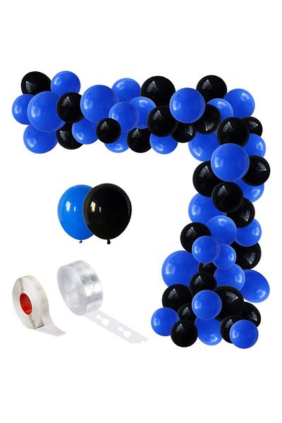 Ropet Balloon arrangement set for arch, 150 pcs, blue and black